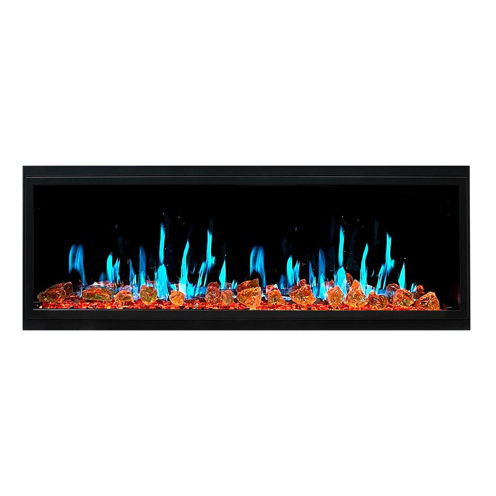 Litedeer Homes Latitude 55" Smart Built‑In Electric Fireplace with Reflective Amber Glass ZEF55VA