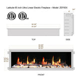 Litedeer Homes Latitude 65"  Ultra Slim Smart Built-In Electric Fireplace ZEF65X