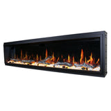 Litedeer Homes Latitude 75" Smart Linear WiFi Enabled Vent-Free Built-In Electric Fireplace With Driftwood Log & River Rock ZEF75V