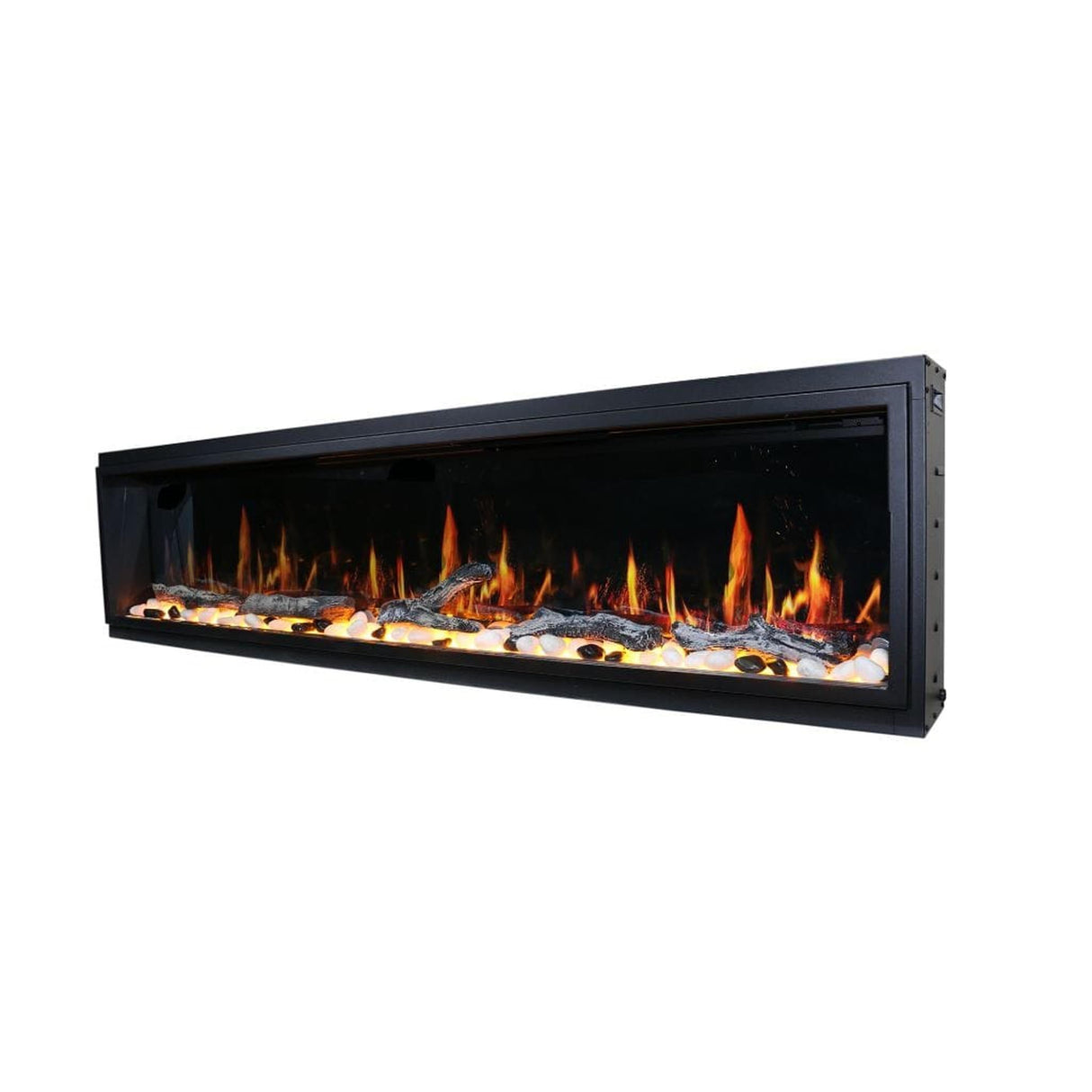 Litedeer Homes Latitude 75" Smart Linear WiFi Enabled Vent-Free Built-In Electric Fireplace With Driftwood Log & River Rock ZEF75V