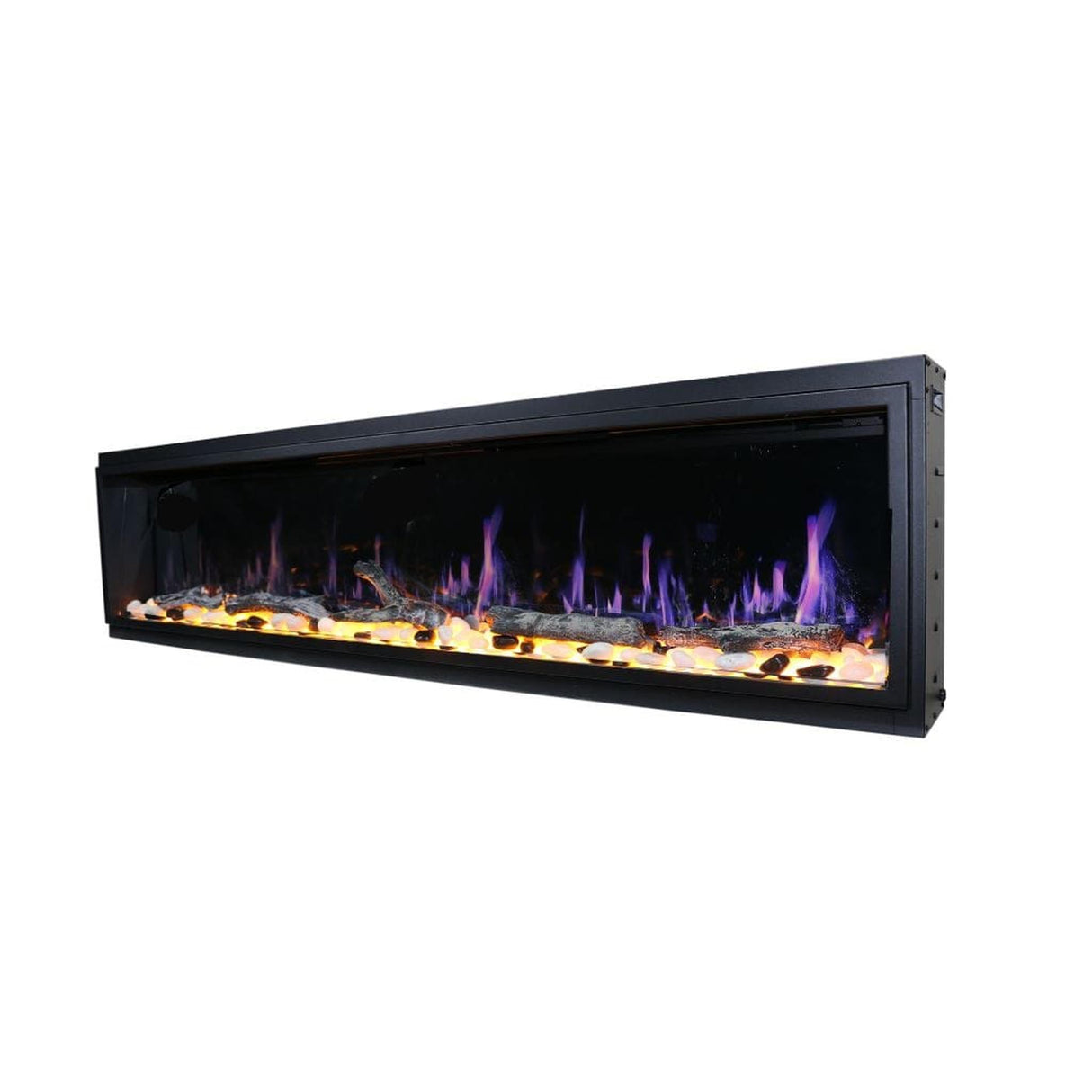 Litedeer Homes Latitude 75" Smart Linear WiFi Enabled Vent-Free Built-In Electric Fireplace With Driftwood Log & River Rock ZEF75V