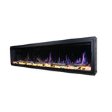 Litedeer Homes Latitude 75" Smart Linear WiFi Enabled Vent-Free Built-In Electric Fireplace With Driftwood Log & River Rock ZEF75V