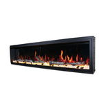 Litedeer Homes Latitude 75" Smart Linear WiFi Enabled Vent-Free Built-In Electric Fireplace With Driftwood Log & River Rock ZEF75V