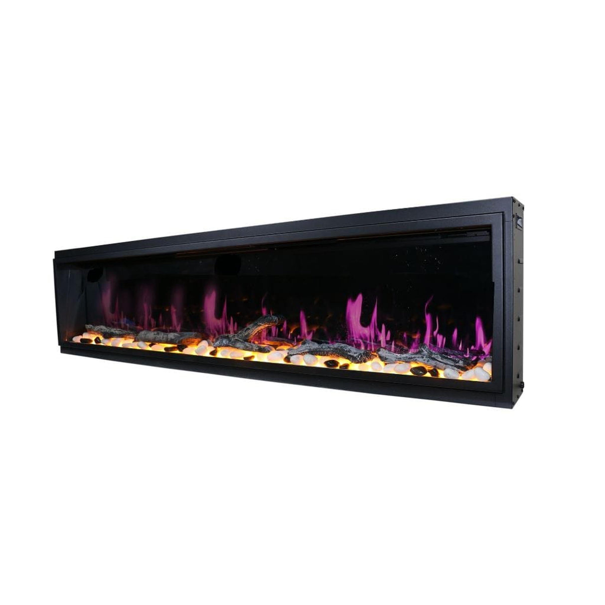 Litedeer Homes Latitude 75" Smart Linear WiFi Enabled Vent-Free Built-In Electric Fireplace With Driftwood Log & River Rock ZEF75V