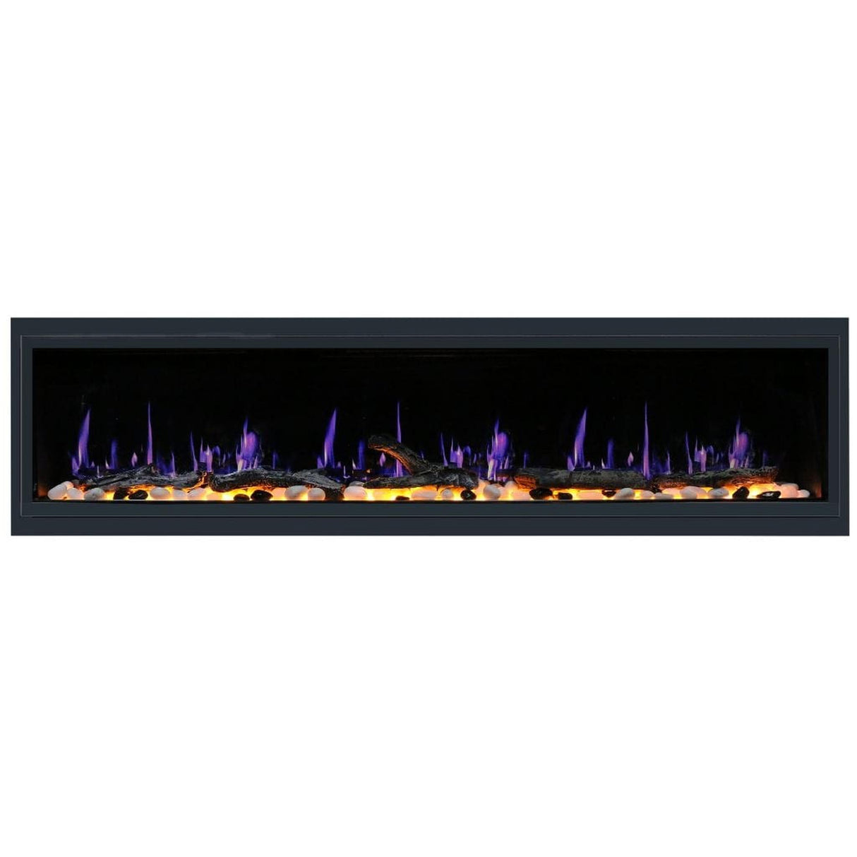Litedeer Homes Latitude 75" Smart Linear WiFi Enabled Vent-Free Built-In Electric Fireplace With Driftwood Log & River Rock ZEF75V