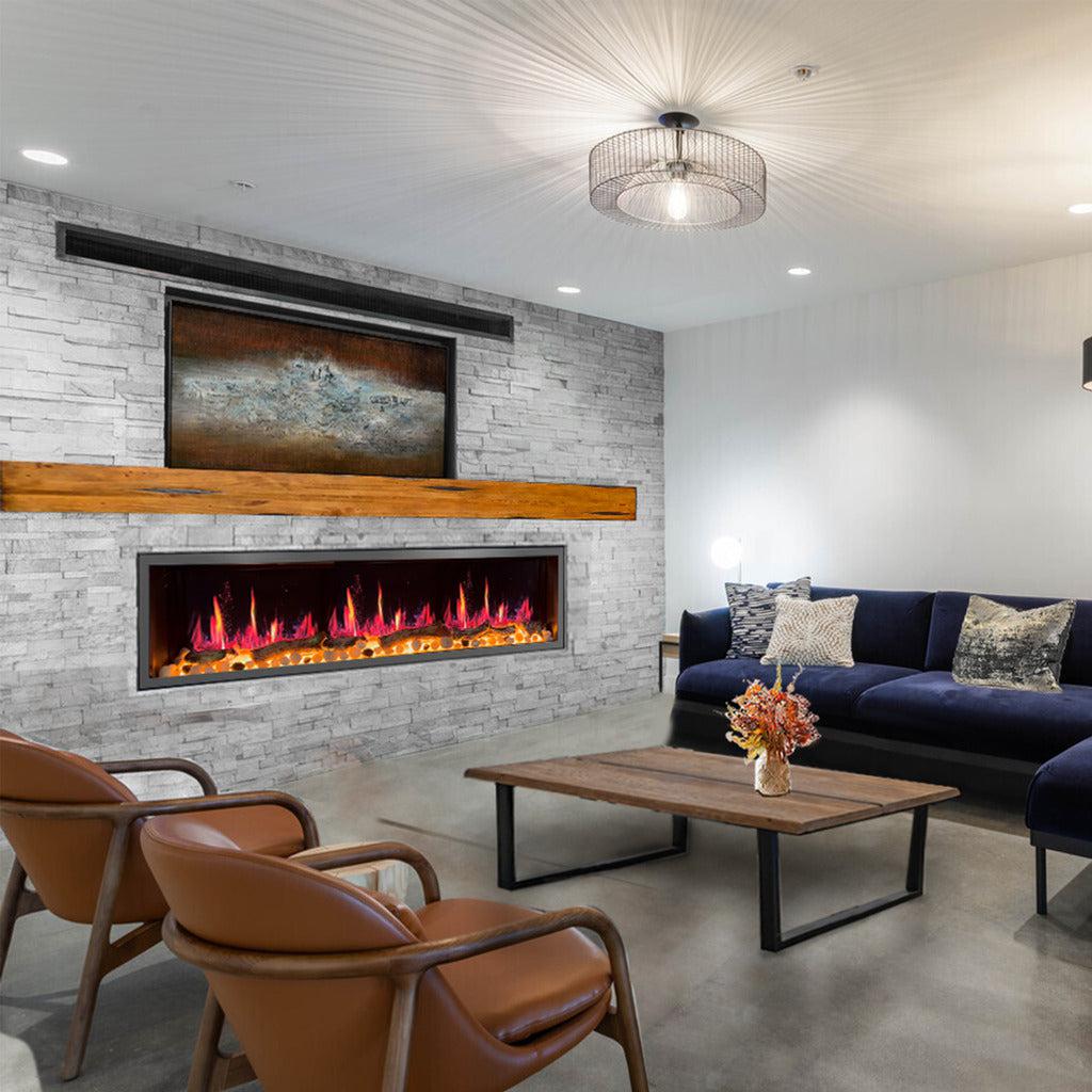 Litedeer Homes Latitude 75″ Smart Control Ultra‑Slim Built‑In Electric Fireplace ZEF75VC