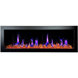 Litedeer Homes Latitude II 58-inch Wall-Mounted Smart Electric Fireplace with Crackling Sounds, Multi-Flame Style, Reflective Amber Glass ZEF58VA