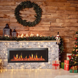 Litedeer Homes Latitude II 58-inch Wall-Mounted Smart Electric Fireplace with Crackling Sounds, Multi-Flame Style, Reflective Amber Glass ZEF58VA