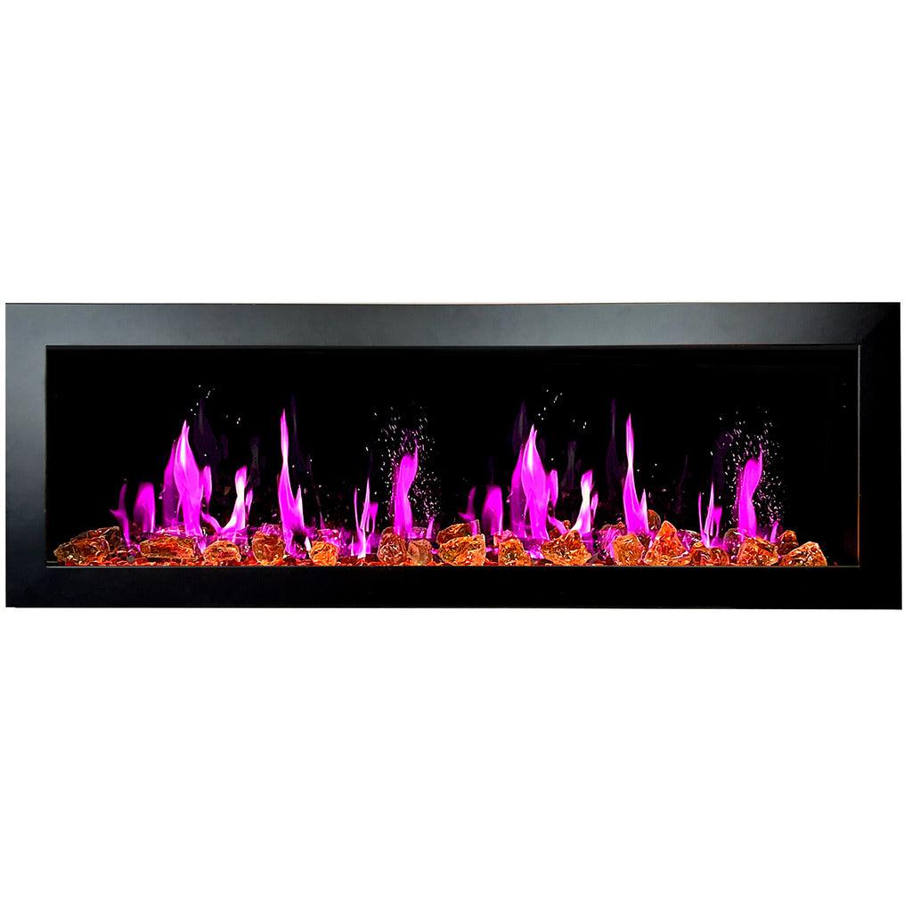 Litedeer Homes Latitude II 58-inch Wall-Mounted Smart Electric Fireplace with Crackling Sounds, Multi-Flame Style, Reflective Amber Glass ZEF58VA
