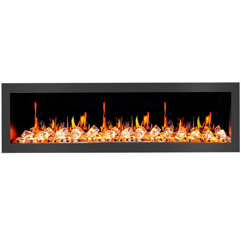 Litedeer Homes Latitude II 68" Smart Wall Mount Electric Fireplace with App Crushed Ice Rocks & Remote ZEF68XC