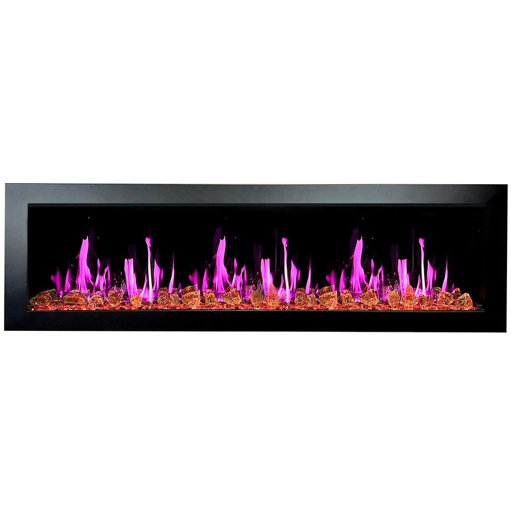 Litedeer Homes Latitude II 68" Smart Wall Mounted Electric Fireplace with Reflective Amber Glass ZEF68XA