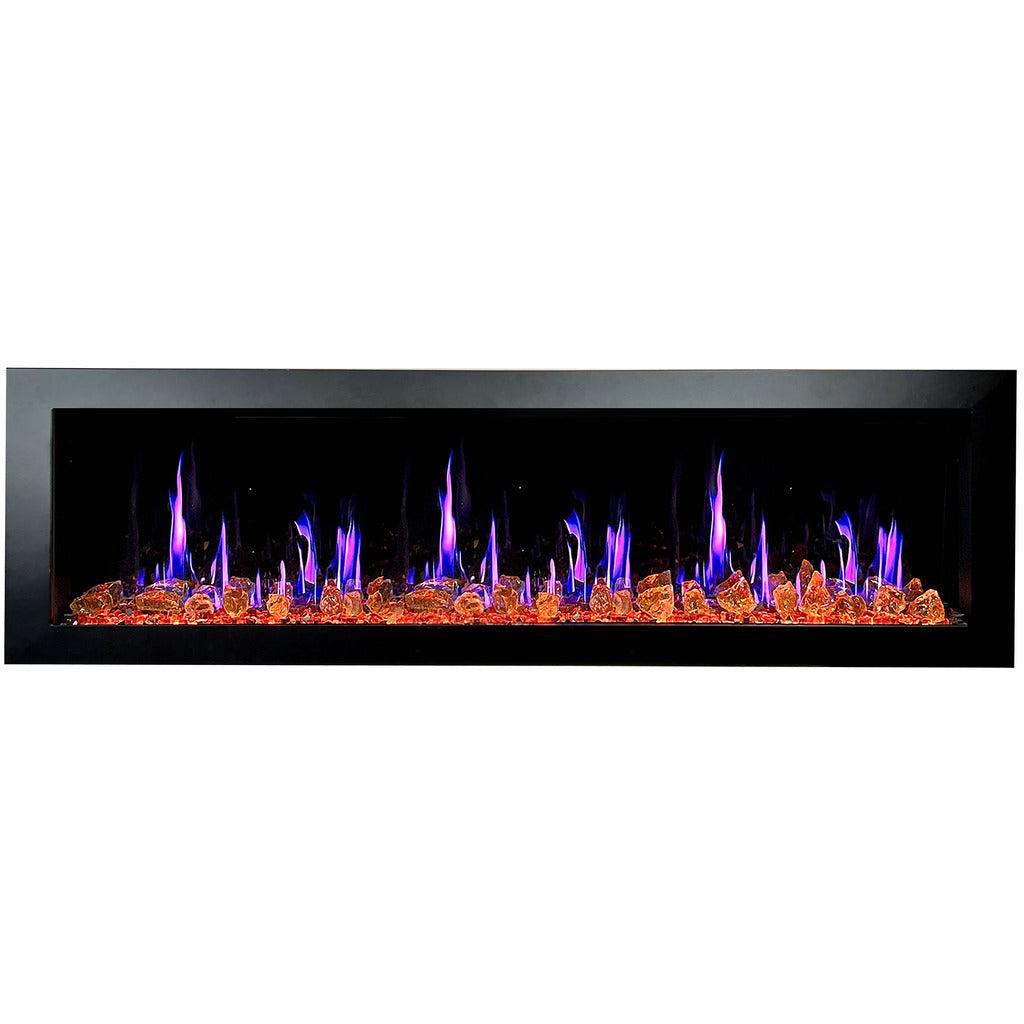 Litedeer Homes Latitude II 68" Smart Wall Mounted Electric Fireplace with Reflective Amber Glass ZEF68XA