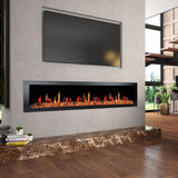 Litedeer Homes Latitude II 68" Smart Wall Mounted Electric Fireplace with Reflective Amber Glass ZEF68XA