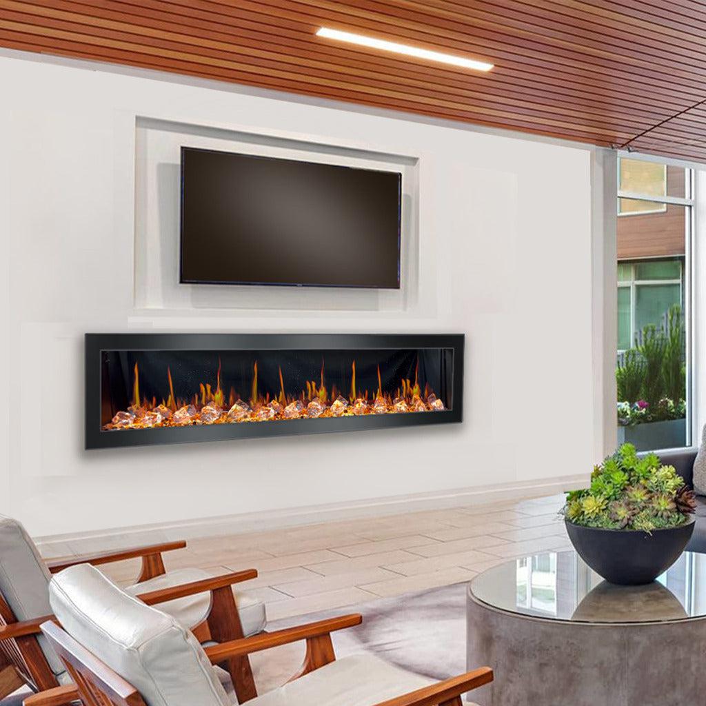 Litedeer Latitude II 78" Recess/Wall Mount Electric Fireplace with Crackling Sounds Multi-Flame, 5 Unique Colour ZEF78VC