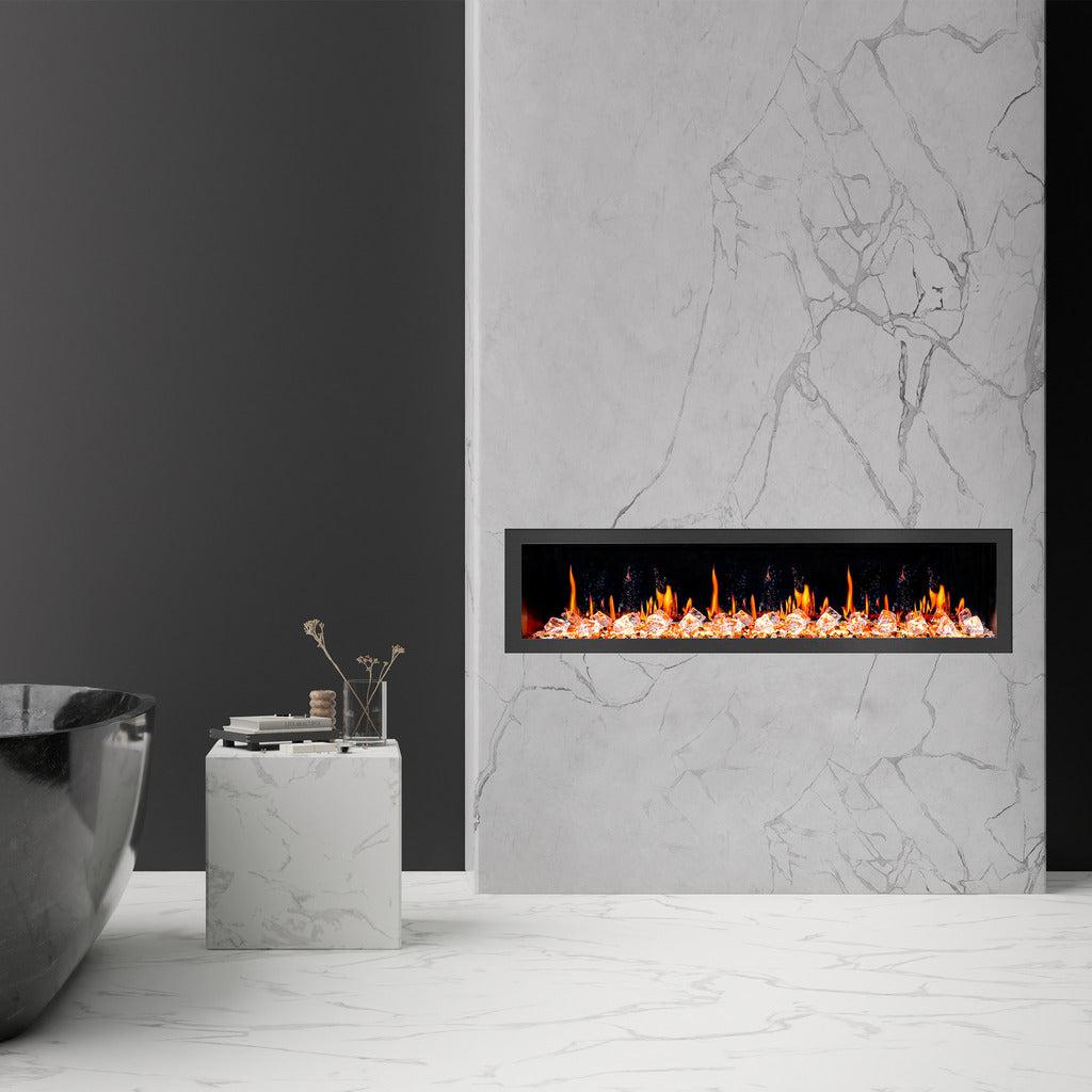 Litedeer Latitude II 78" Recess/Wall Mount Electric Fireplace with Crackling Sounds Multi-Flame, 5 Unique Colour ZEF78VC