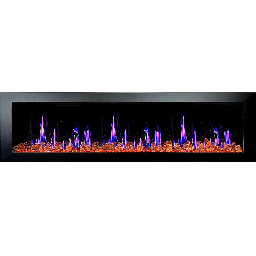 Litedeer Latitude II 78" Vent-Free Seamless Push-In Electric Fireplace with Reflective Fire Glass ZEF78VA