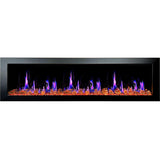 Litedeer Latitude II 78" Vent-Free Seamless Push-In Electric Fireplace with Reflective Fire Glass ZEF78VA