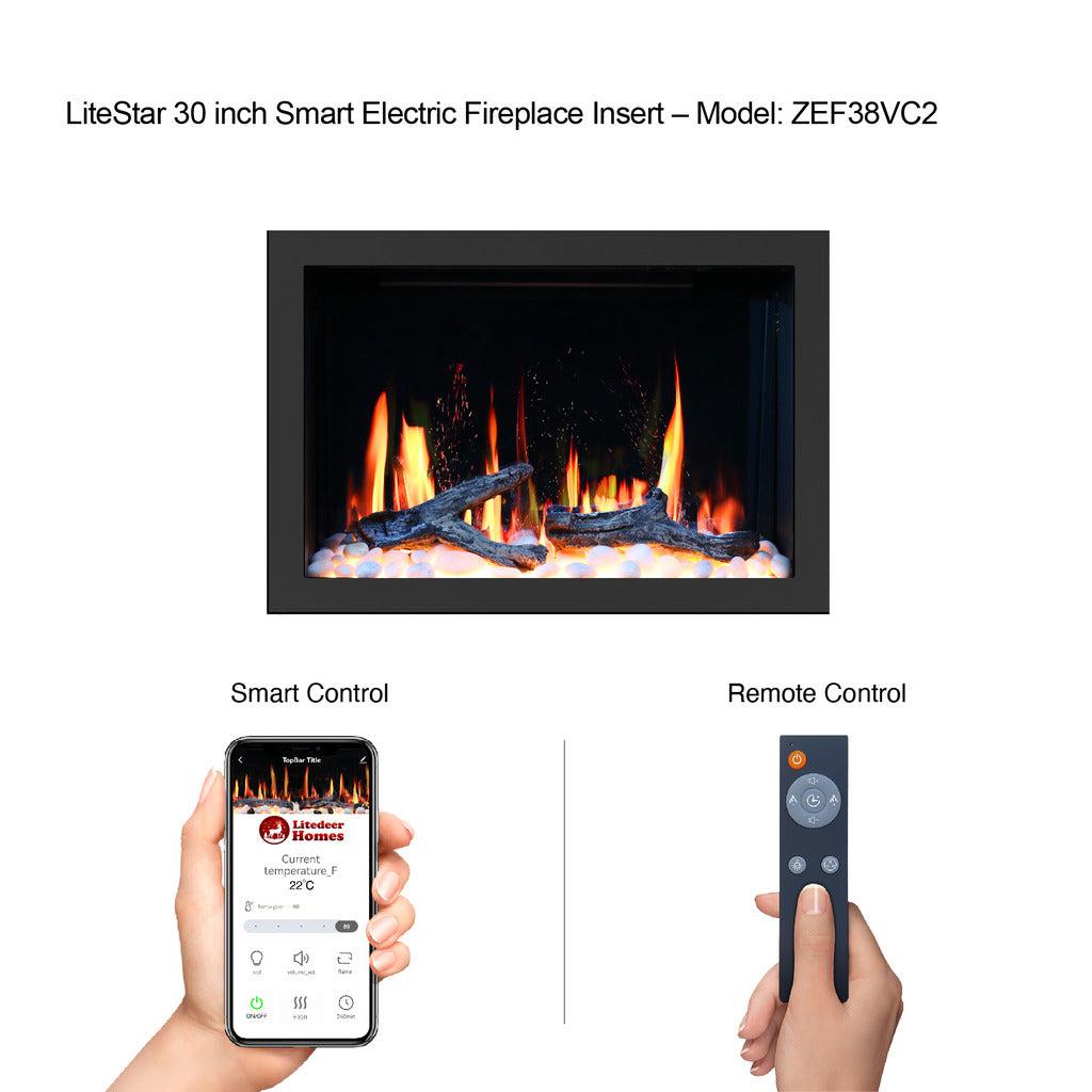 Litedeer Homes LiteStar 30" Vent-Free Smart Electric Fireplace Insert ZEF38VC-30