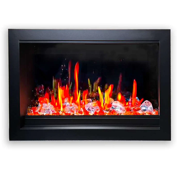 Litedeer Homes LiteStar 30″ inch Wall Mounted Smart Electric Fireplace Insert with Crackling Sounds App Reflective Amber Glass ZEF38VC-30A