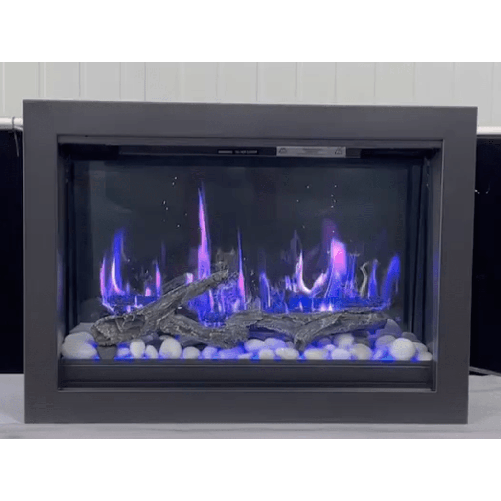 Litedeer Homes LiteStar 33" Wall Mounted Smart Electric Fireplace Insert with App Driftwood Logs & River Rock ZEF38VC-33