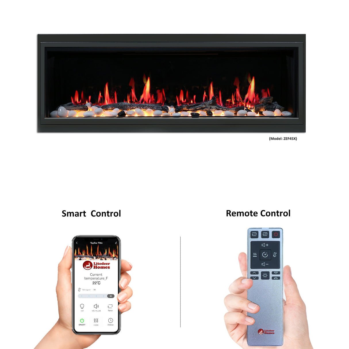 Litedeer Homes Warmcastle 50" 3-Sided Vent-Free Smart WiFi-Enabled Electric Fireplace ZEF50T
