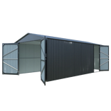 Chery Industrial 10'x20' Plus Upgraded Metal Garage Shed with Double Front Doors, Side Entry Door
