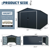 Chery Industrial 10'x20' Plus Upgraded Metal Garage Shed with Double Front Doors, Side Entry Door