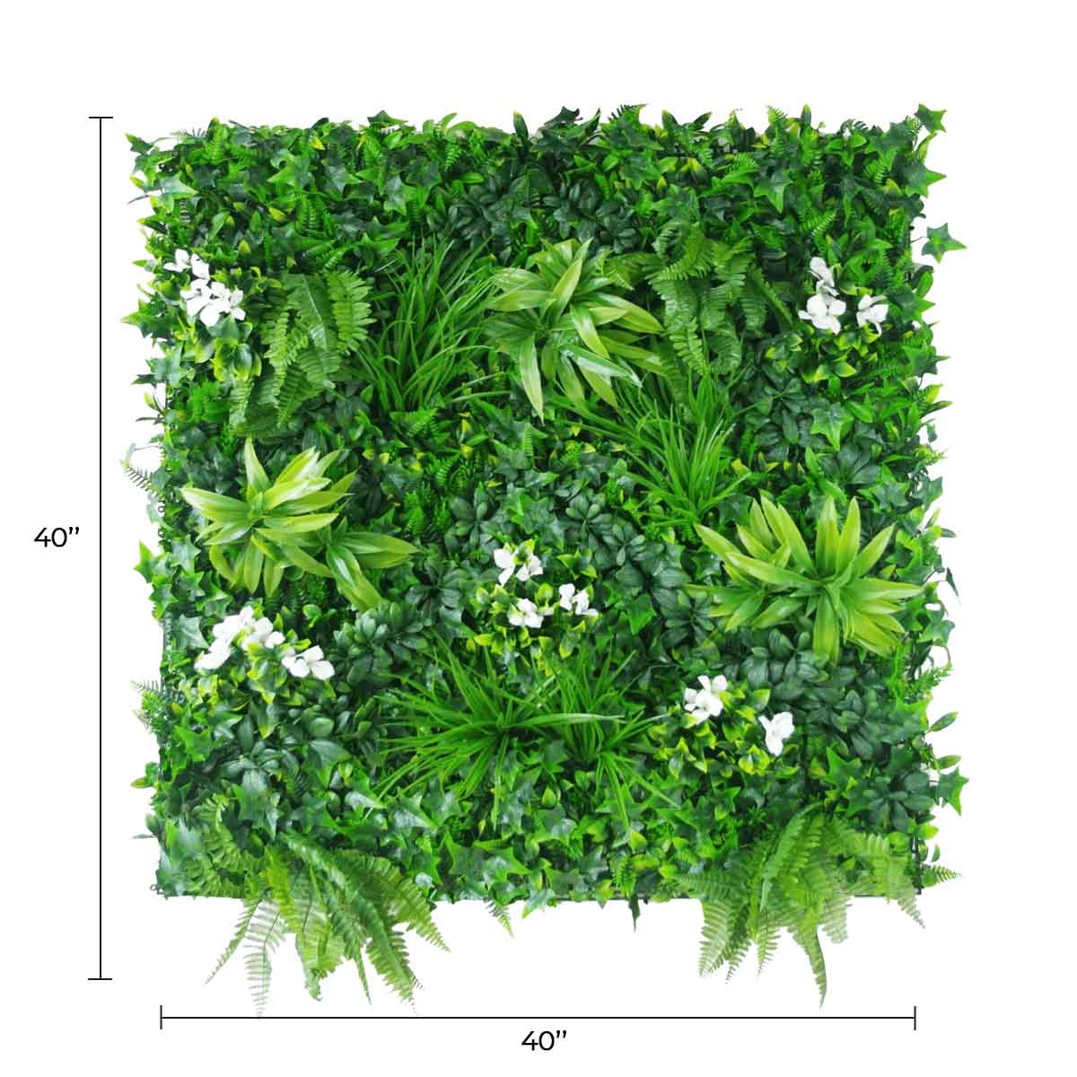 Designer Plants USA Luxury Snowy White Artificial Vertical Garden 40 x 40 Commercial Grade
