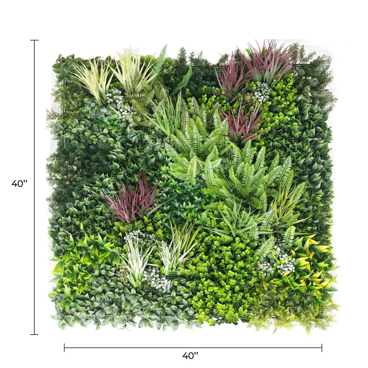 Designer Plants USA Luxury Urban Greenery Artificial Vertical Garden 40" x 40" 11SQ FT Commercial Grade UV Resistant