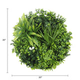 Designer Plants USA Luxury Artificial Green Plant Wall Circle 20" White Frame UV Resistant