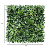Designer Plants USA Luxury Green Tropics Artificial Living Wall 40x40 Commercial Grade