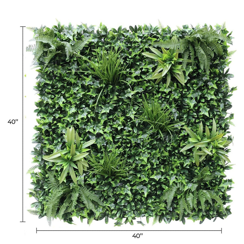 Designer Plants USA Luxury Green Tropics Artificial Living Wall 40x40 Commercial Grade