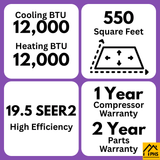 MRCOOL DIY 5th Gen EasyPro 12,000 BTU Single Zone Mini Split Complete System 115V with 16 ft. DIY Quick Connect Line Set and DIYPRO Cable