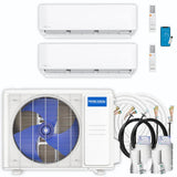MRCOOL 27k 4‑Zone DIY Multi‑Zone Bundle (12k + 12k Wall Mounts, Two 16 ft R‑454B Line Sets, 230V)