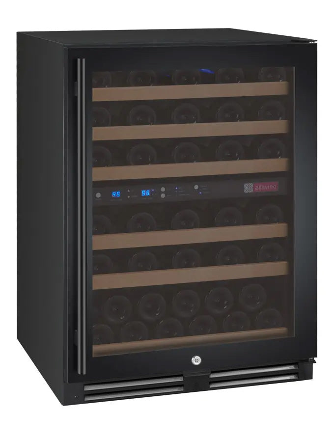 Allavino FlexCount Series 56 Bottle Dual Zone Built-In Wine Cooler Refrigerator with Black Door Right Hinge VSWR56-2BR20