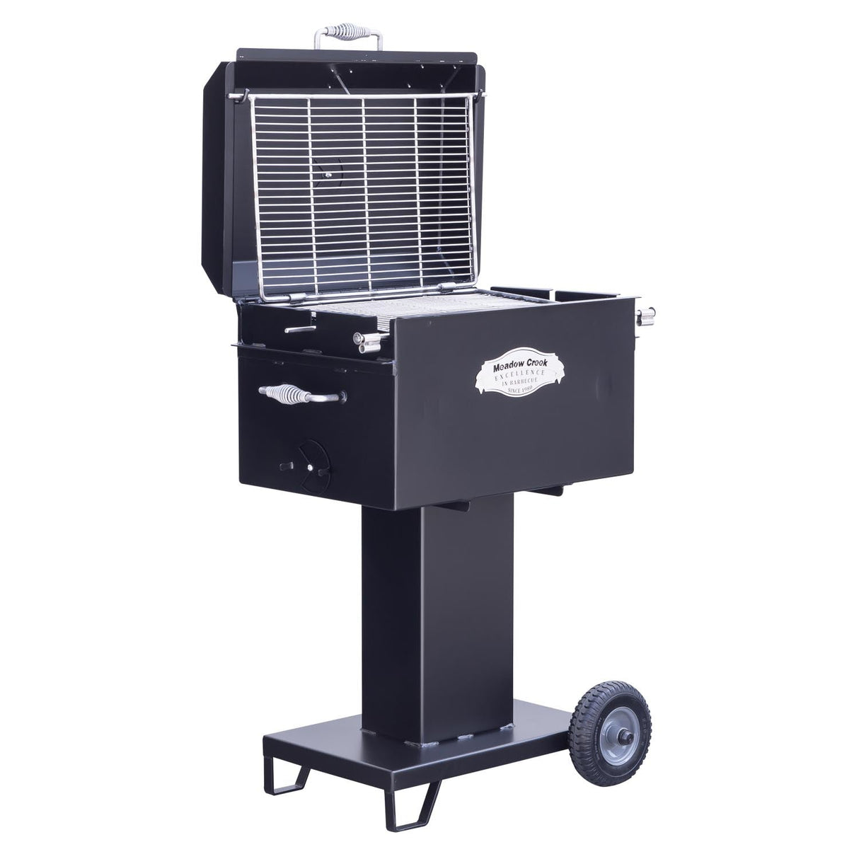 Meadow Creek BBQ26S Charcoal Grill Chicken Cooker with Rotating Grates and Free Standing Legs