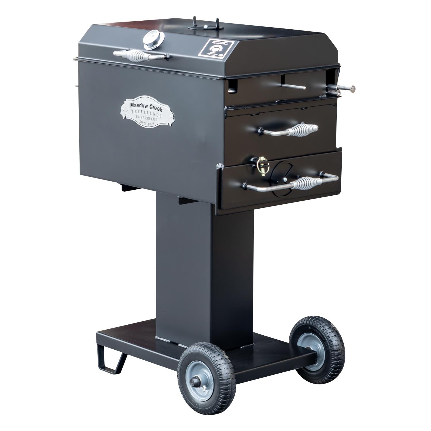 Meadow Creek BBQ26S Charcoal Grill Chicken Cooker with Rotating Grates and Free Standing Legs