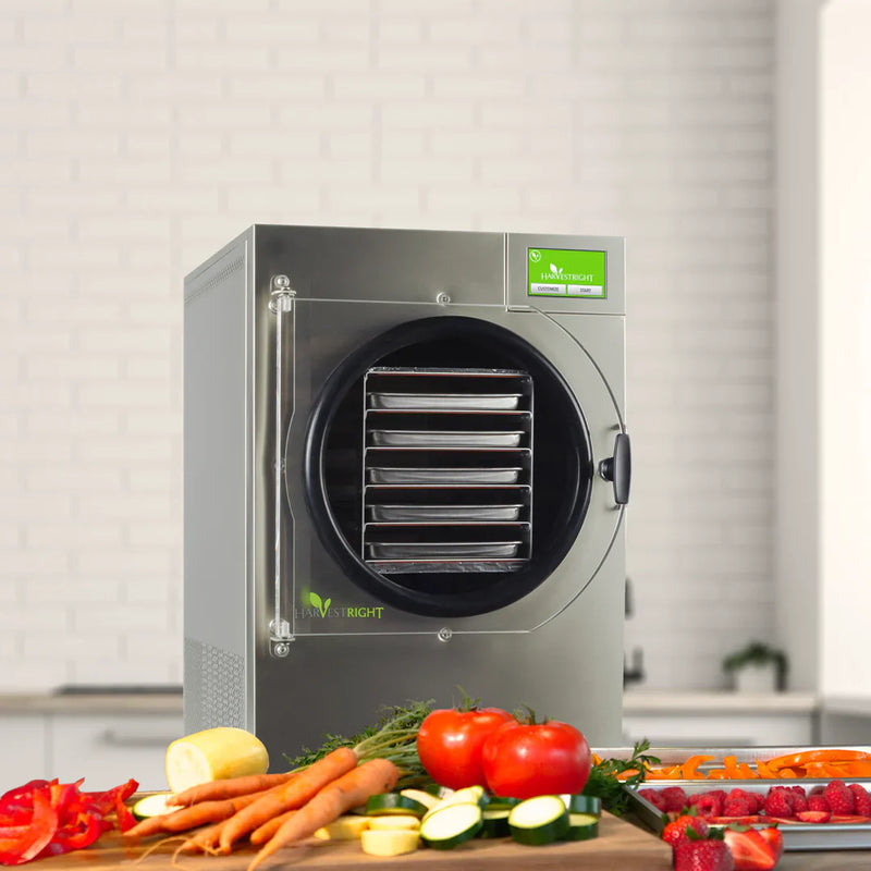 Harvest Right Medium Home Pro Freeze Dryer with Oil Free Vacuum Pump, 5 Trays and Mylar Starter Kit in Stainless Steel