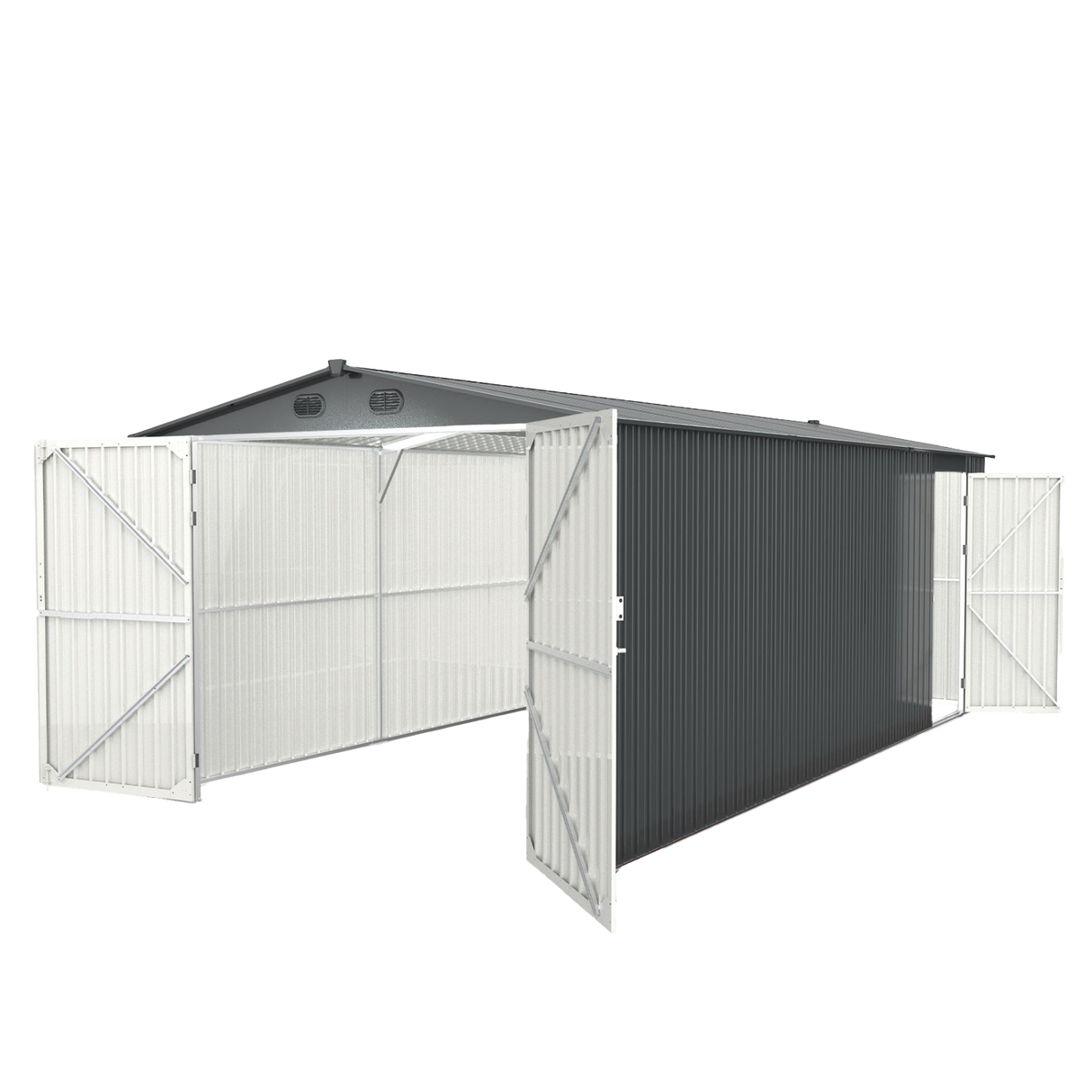 Chery Industrial 10’ x 20’ Metal Garage Shed with Double Front Doors & Side Entry Door