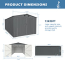 Chery Industrial 13'x20' Metal Garage Shed with Double Front Doors, Side Entry Door