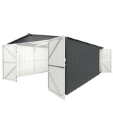 Chery Industrial 13'x20' Metal Garage Shed with Double Front Doors, Side Entry Door