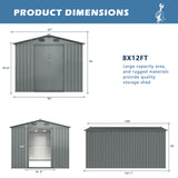 Chery Industrial 8'x12' Metal Storage Shed