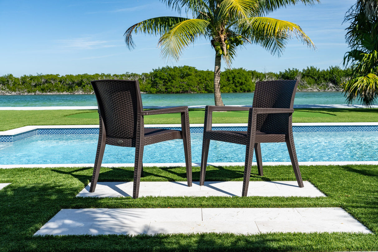 Rainbow Outdoor Montana Set of 2 Stackable Armchair-Brown