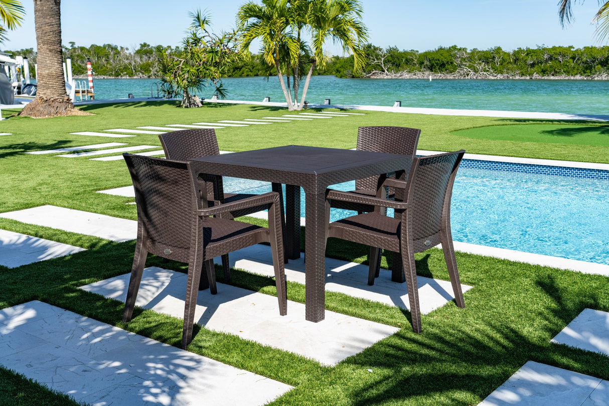 Rainbow Outdoor Montana 5-Piece Dining Set-Brown