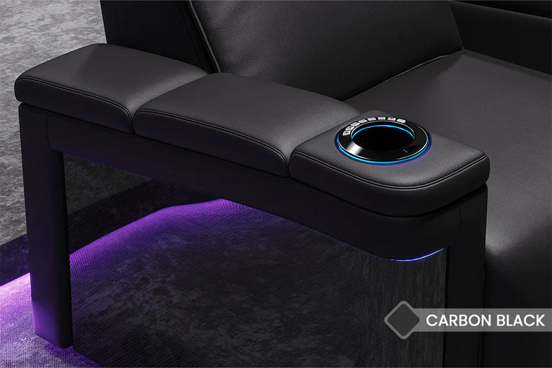 Valencia Monza Leather Home Theater Seating With Carbon Fiber Panel