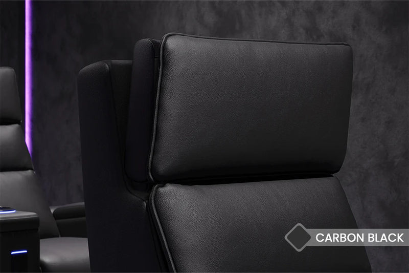 Valencia Monza Leather Home Theater Seating With Carbon Fiber Panel