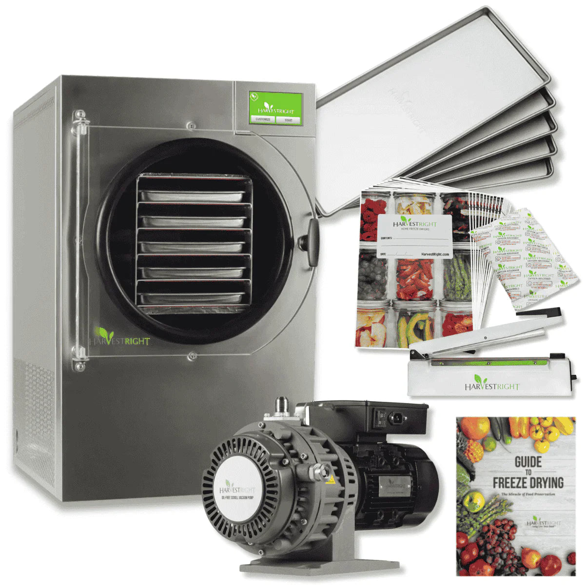 Harvest Right Large Home Pro Freeze Dryer with Oil Free Vacuum Pump, 6 Trays and Mylar Starter Kit in Stainless Steel