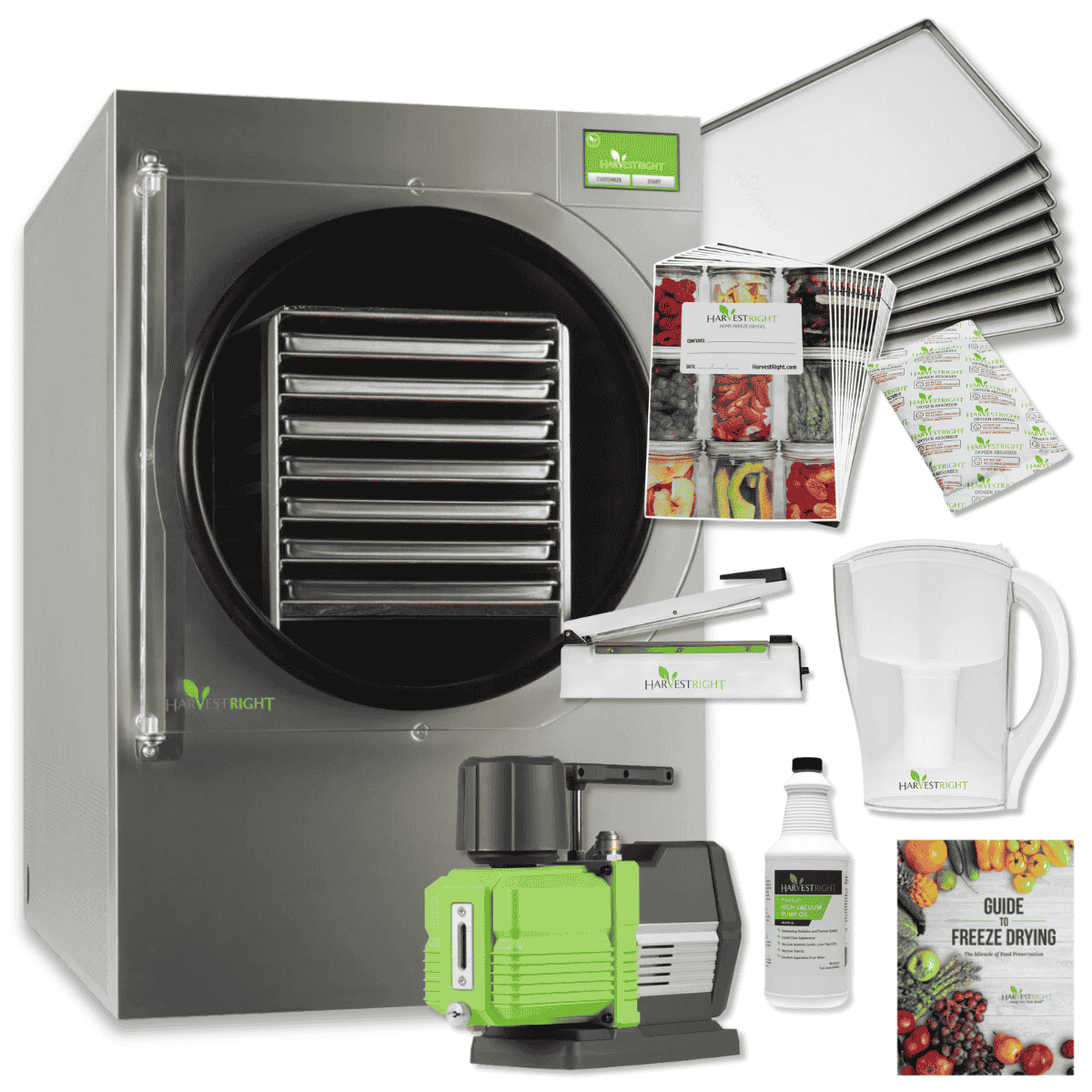 Harvest Right X-Large Home Pro Freeze Dryer with XL Premier Vacuum Pump, 7 Trays and Mylar Starter Kit in Stainless Steel