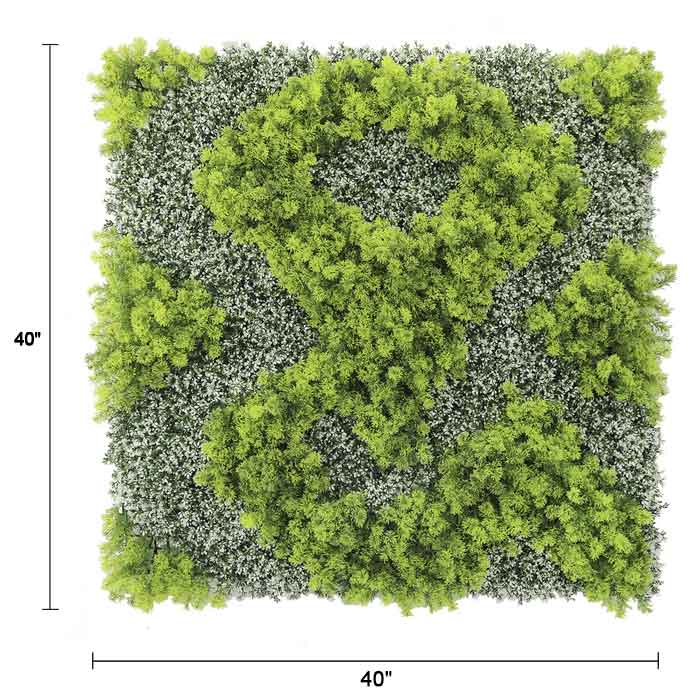 Designer Plants USA Natural Green and White Artificial Moss Green Wall UV Resistant 40x40