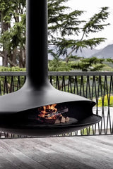 HearthArtSinn Shine 1 Luxury Hanging Disc-Shaped Real Wood Burning Fire Fireplace